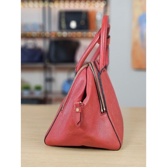 LOUIS VUITTON Authentic Marais MM LV Empreinte Leather Red Handbag Satchel LV - Picture 5 of 16